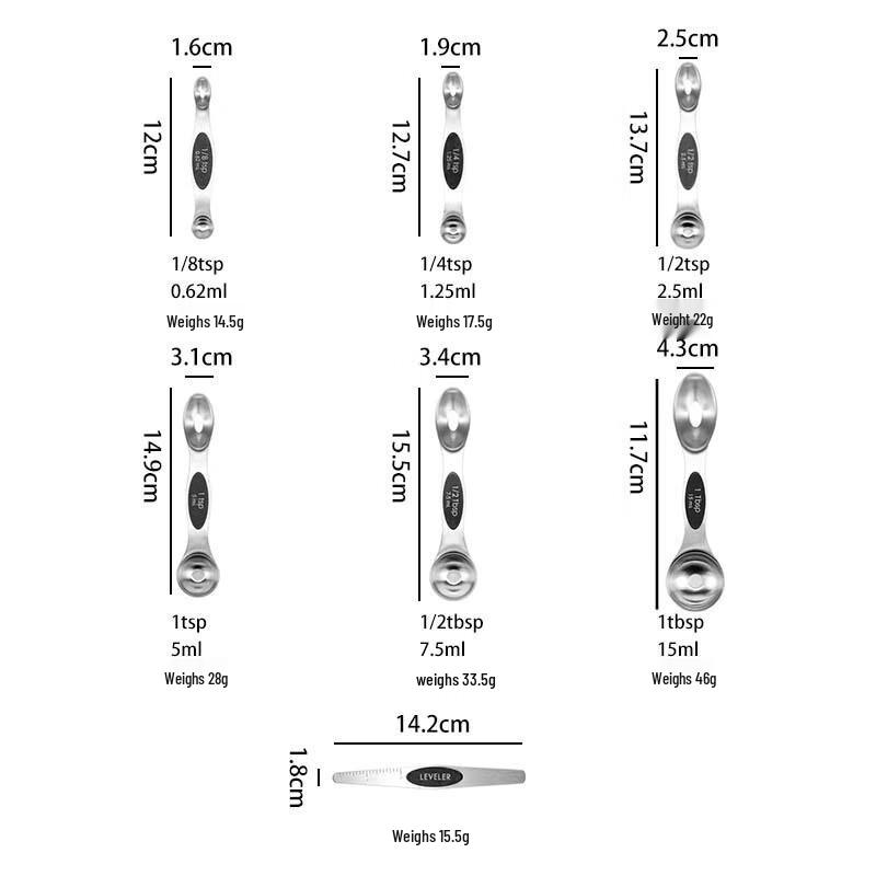 ZISIZ Stainless Steel Double-Ended Measuring Spoon Set