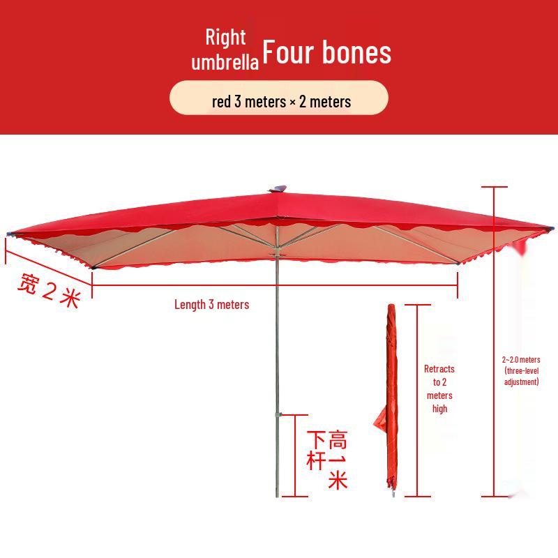 Large Rectangular Folding Patio Umbrella with Canopy Sun Protection