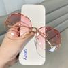 Rimless Sunglasses Polygon Fashion Popular Women Men Shades Big Frame Round Sun Glasses for Female Oculos Gradient Sunglasses