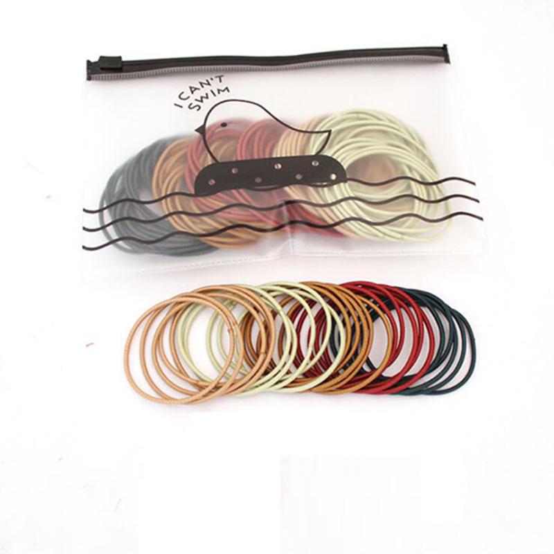 100 Stück/Beutel Kopfseil Bunt Dünn Nahtlos Haargummi Elastisches Gummiband Haaraccessoire