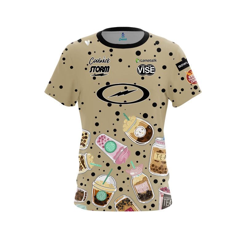 Nuova Maglia da Bowling Coolwick Storm da Uomo Logo Fulmine Nero Manica Corta T-Shirt Tecnica per Giocatori Professionisti, Fan, Sportivi Casual