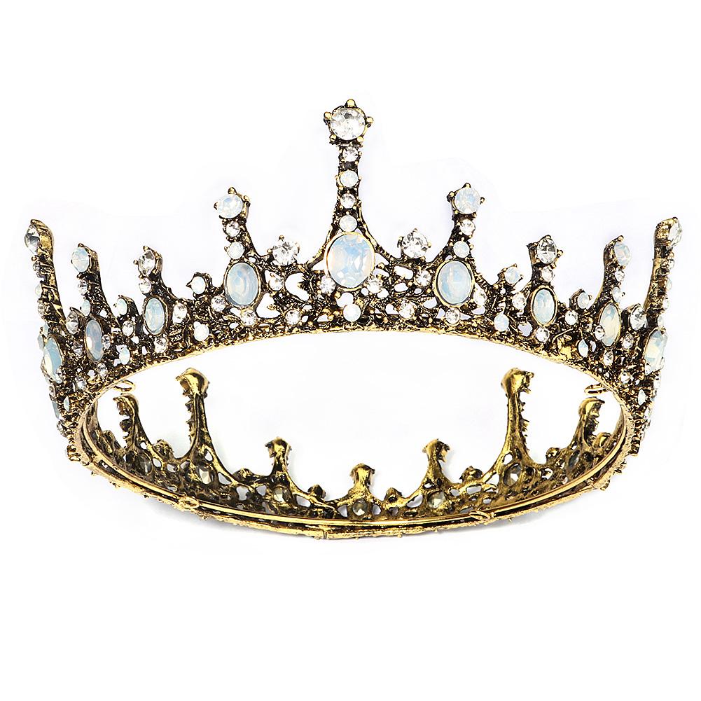 Halloween Party Fairytale Kingdom Happy Wedding Retro Color Crystal Rhinestone Tiaras Coronas Bride Wedding Crown for Bride