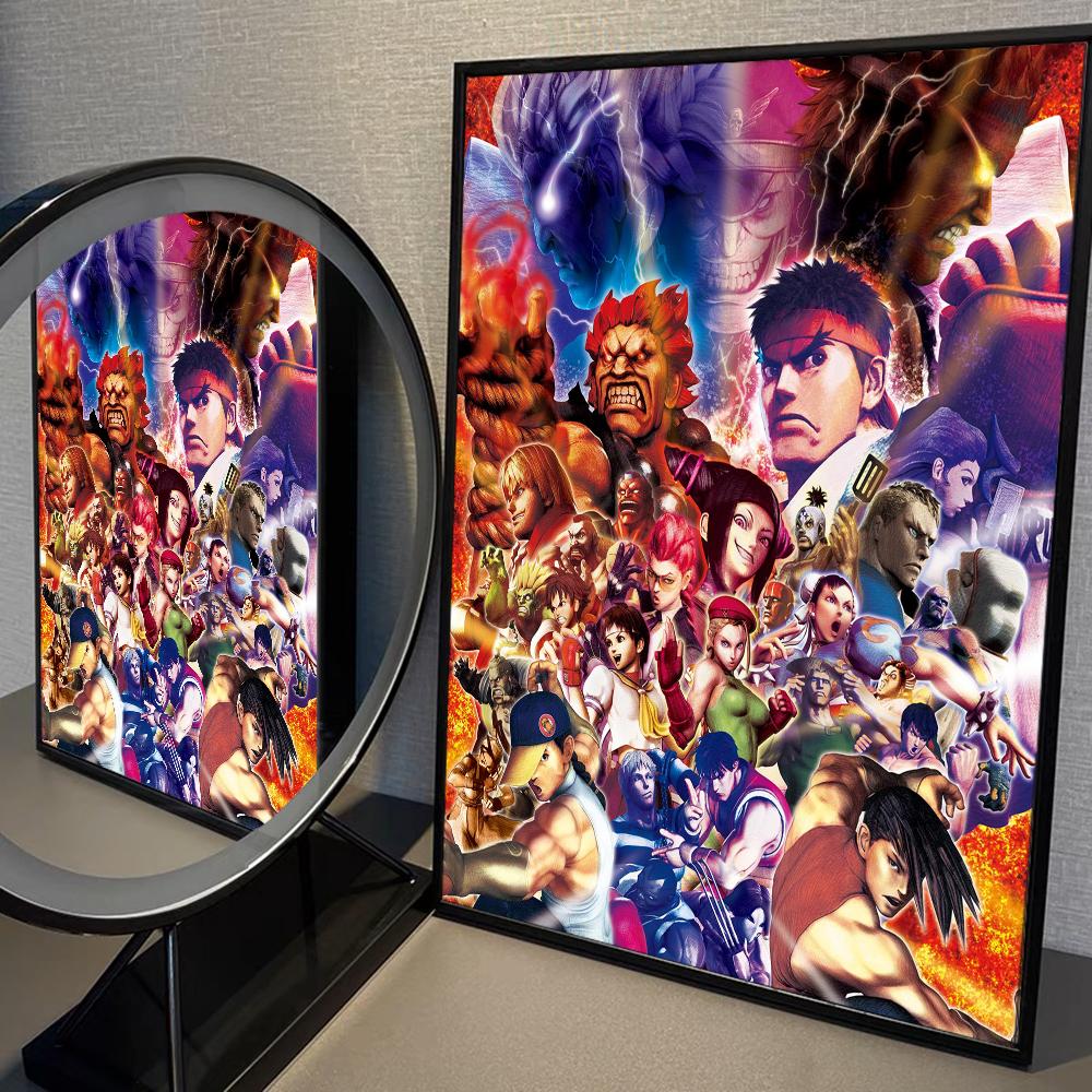 Spiel S-STREET F-FIGHTER Poster Anime Poster Klebend HD Qualität Wandkunst Retro Poster für Zuhause Kawaii Raumdeko