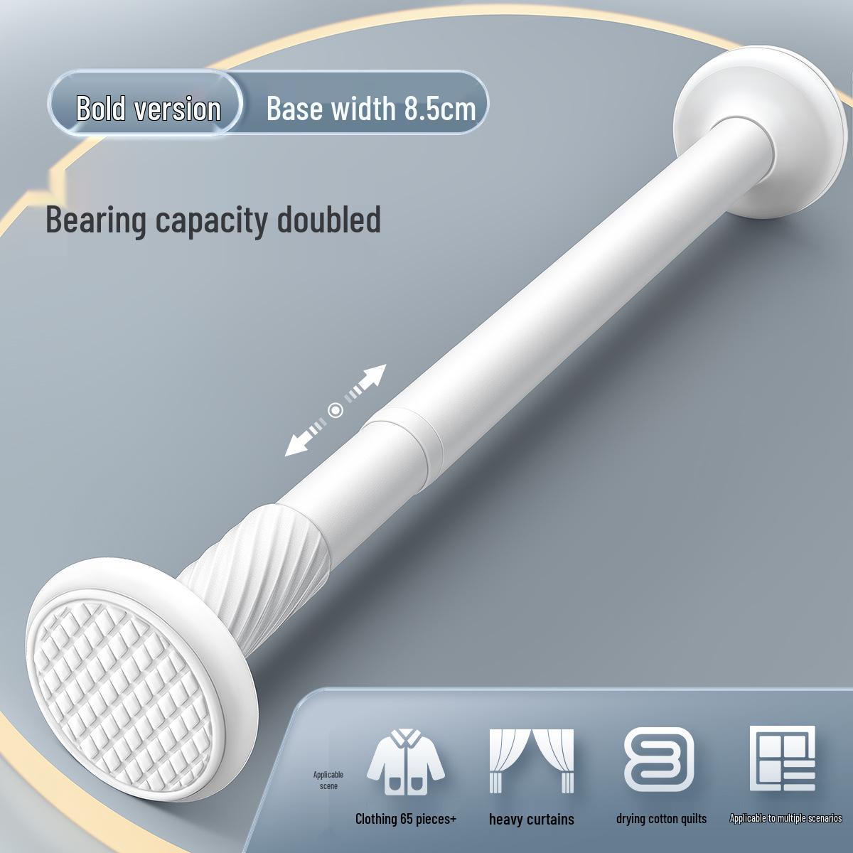 

Telescopic No-Drill Curtain Rod with Silent Slide and Side Mount Hooks 0.75~1.2m