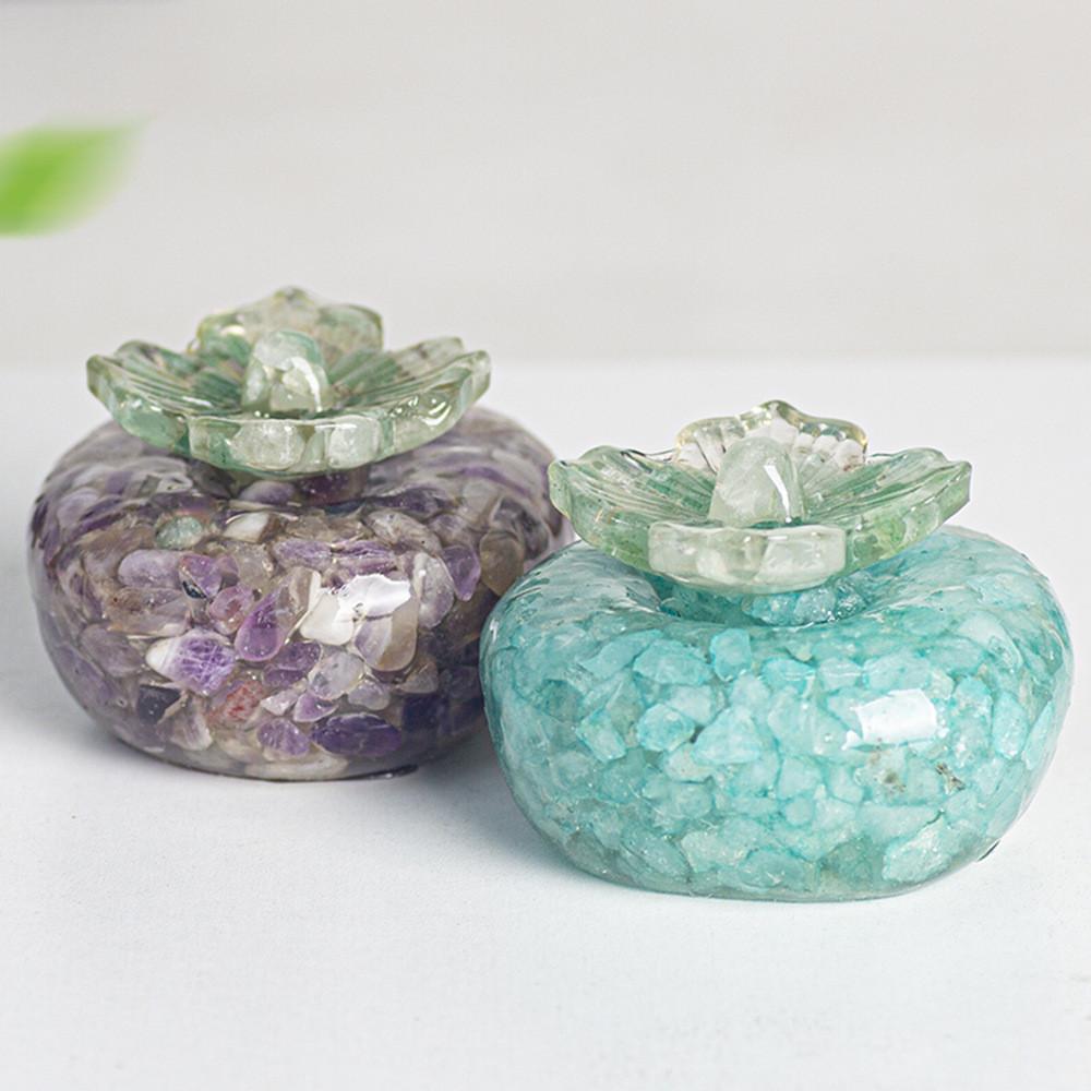 Natural Crystal Resin Decor Ornaments With Plant Shape For Home Living Room Decor