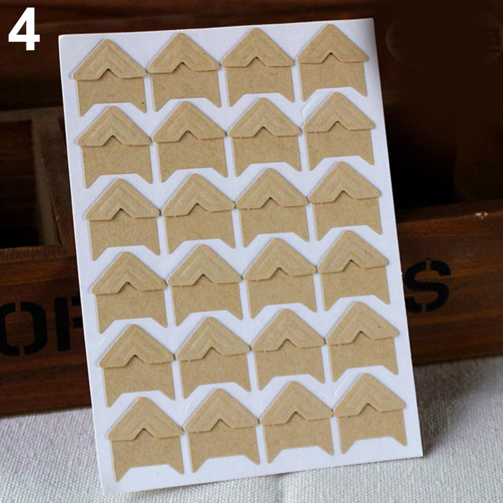 120 Pcs/Lot 5 Sheets Vintage Corner Kraft Paper Stickers For Photo Albums Decor DIY Retro Sticker Frame Decorations Scrapbooking