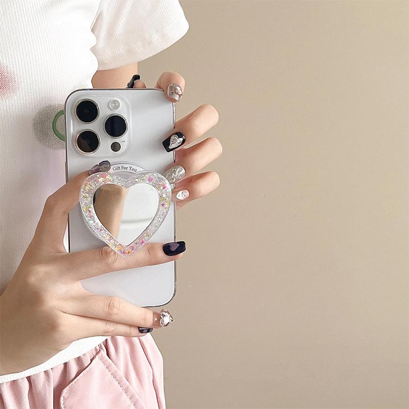 Magnetic Magsafe Mobile Phone Airbag Holder Wind Flash Powder Sequins Love Mirror Sticker Portable Makeup Mirror