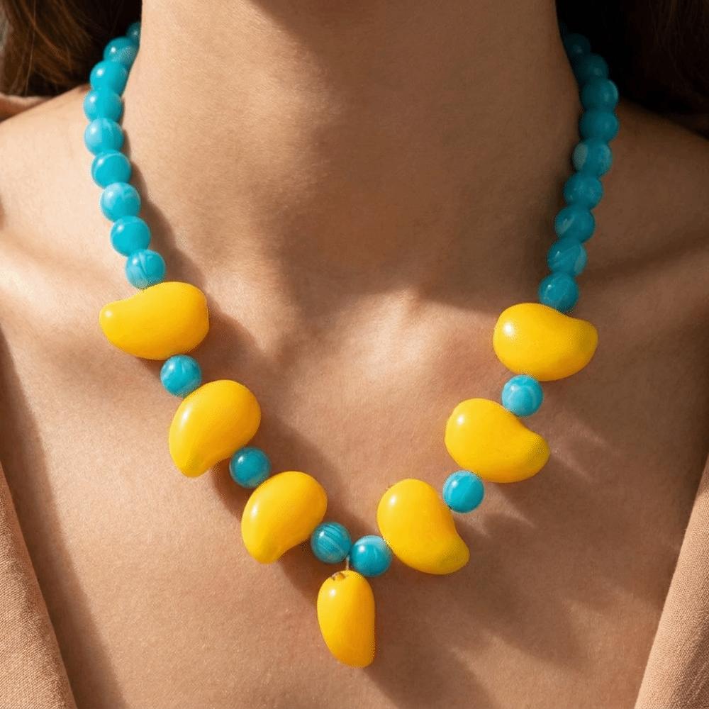 Colorful Multi Layer Choker 3D Fruit Beaded Clavicle Chain Neck Jewelry Holiday Accessories