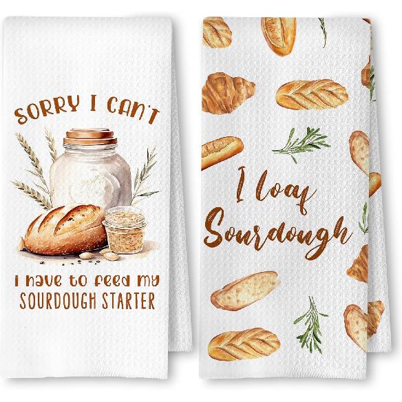 Funny Sourdough Baking Kitchen Dish Towels, Sourdough Gifts for Women Bakers, Gifts for Baking Lovers, Tea Towels for Baking, 16x24 Inch