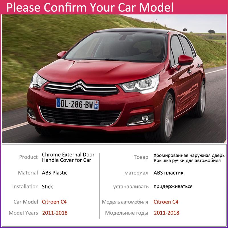 For Citroen C4 MK2 C4L 2011~2018 Chrome Door Handle Cover Car Accessories Stickers Trim Set 2012 2013 2014 2015 2016 2017