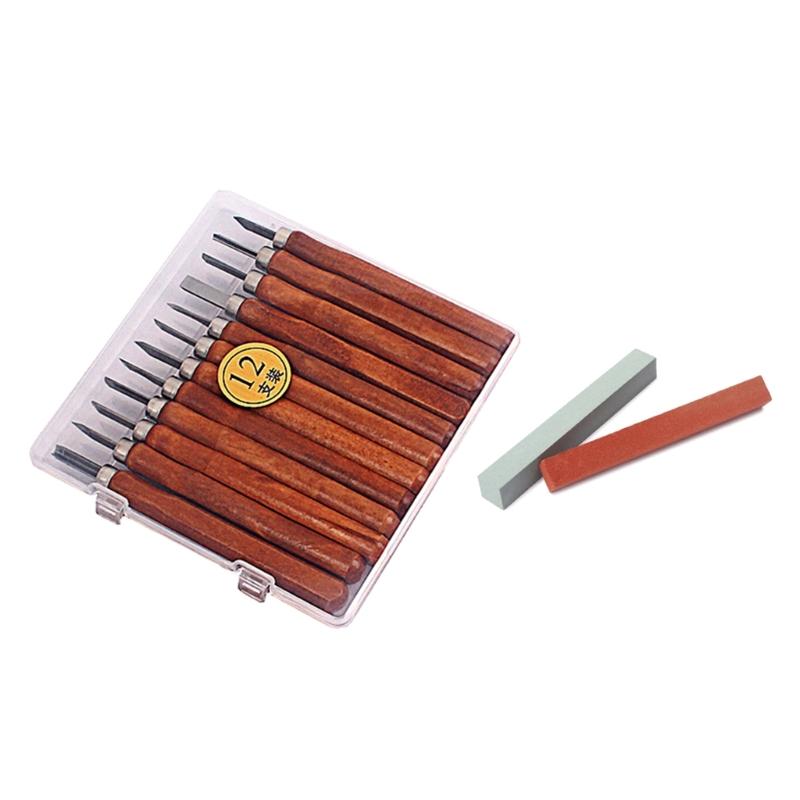 Wood Carving Knife Set 12Pcs Hand Carving Tool Set with Whetstone for DIY Sculpture Carpenter Experts and Beginners