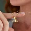 Cute And Cute Jade Rabbit Moon Necklace Light Blue Moon Diamond Pendant Gentle Daily Versatile Necklace