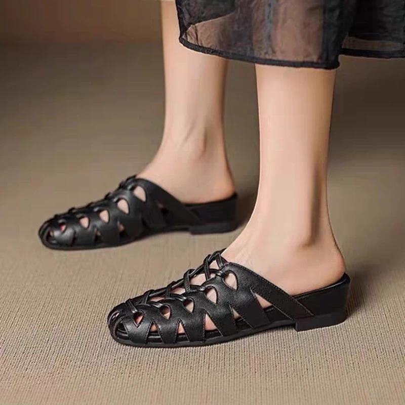 Modne płaskie buty damskie Muły Sandały z paskiem na pięcie Kapcie Codzienne Przytulne Damskie Sandały Lato 2025 Trend Klapki Codzienne Klapki Mujer De Zapatos