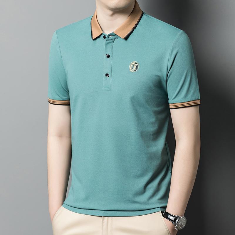 

Men s Short-sleeved T-shirt Summer New Casual Embroidered Lapel POLO Shirt for Young and Middle-aged Men s Tops