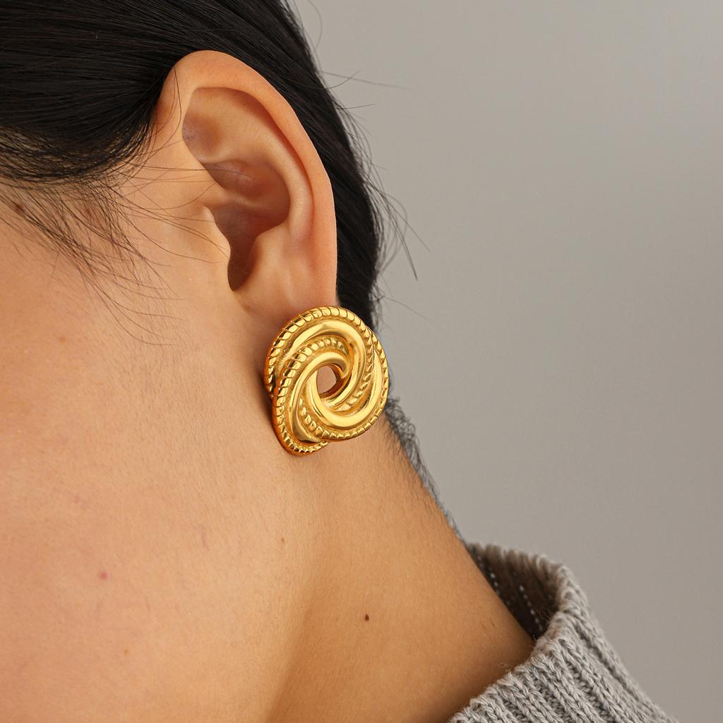 Gewindeohrringe nicht verblassend geometrisch Titanstahl Vintage Steckerohrringe für Damen Mode Schmuck leichter Luxus