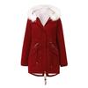 Womens Warm Parka Coat With Faux Fur Collar Hooded Mid-Length Cotton Padded Winter Outerwear