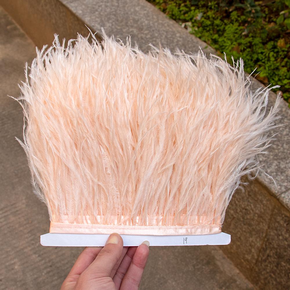 8-10Cm Ostrich Feather Trims For Skirt Natural Ostrich Feathers On Tape Ribbon Decoration For Dresses Carnival Accessories