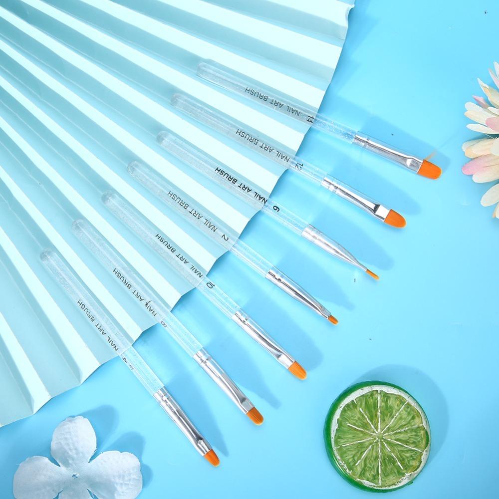 7pcs Oval Shape Oval Builder Gel Nail Brush Set French Tip Manicure