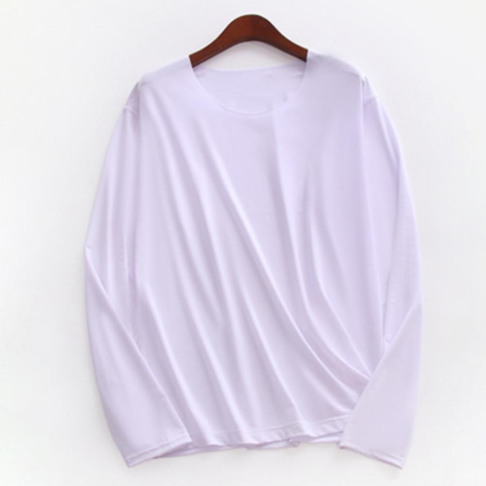 Fall Spring Men Top Seamless Solid Color O Neck Long Sleeves High Stretchy Quick-drying Daily Wear Casual Bottoming T-shirt