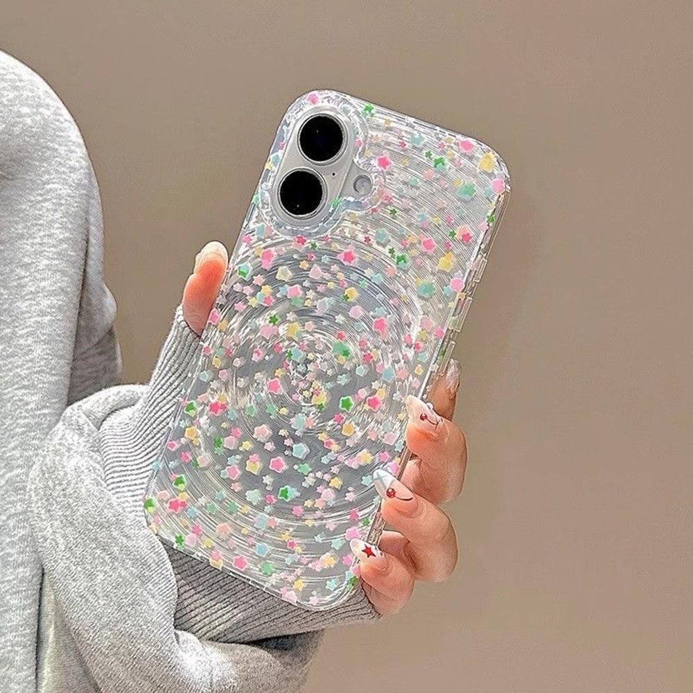 Iridescent Glossy Phone Case for iPhone 11 13 14 15 16 17 Pro 17 13 14 15 Pro Max High Quality Fantasy Floral Style Full Protection Shell