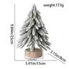 Mini Snowy Cedar Christmas Tree with Round Wood Base - Desktop Ornament