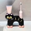 Toothbrush Holder, Cat Shape with Drain Port, Mold-Resistant Double-Hole Ceramic Organizer for Bathroom Accessory
