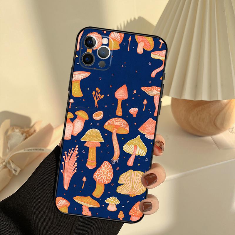 Mushroom Phone Case For iPhone 13 16 15 11 12 14 17 Pro Max 12 mini 15 16 Plus 16e 17 Air Cover Funda
