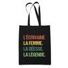 Tote Bag - PLANETEE - The Writer Goddess Legend Vintage - Black Cotton - Printed In France - Sturdy Handles