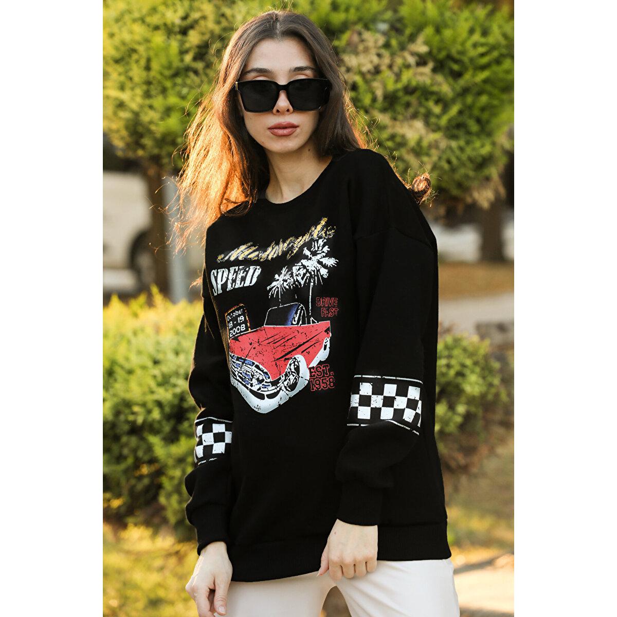 

Женская толстовка с принтом черная