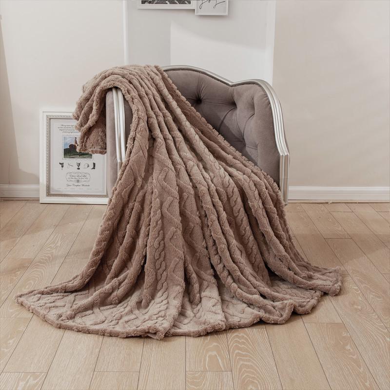 Solid Color 3D Jacquard Diamond Pattern Taffeta Fleece Blanket for All Seasons