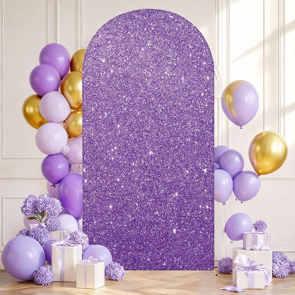 Decor Partidă Fundal Elastic Culoare Solidă în Formă de U - Husă din Material Arcadă Semi-Circulară de Exterior