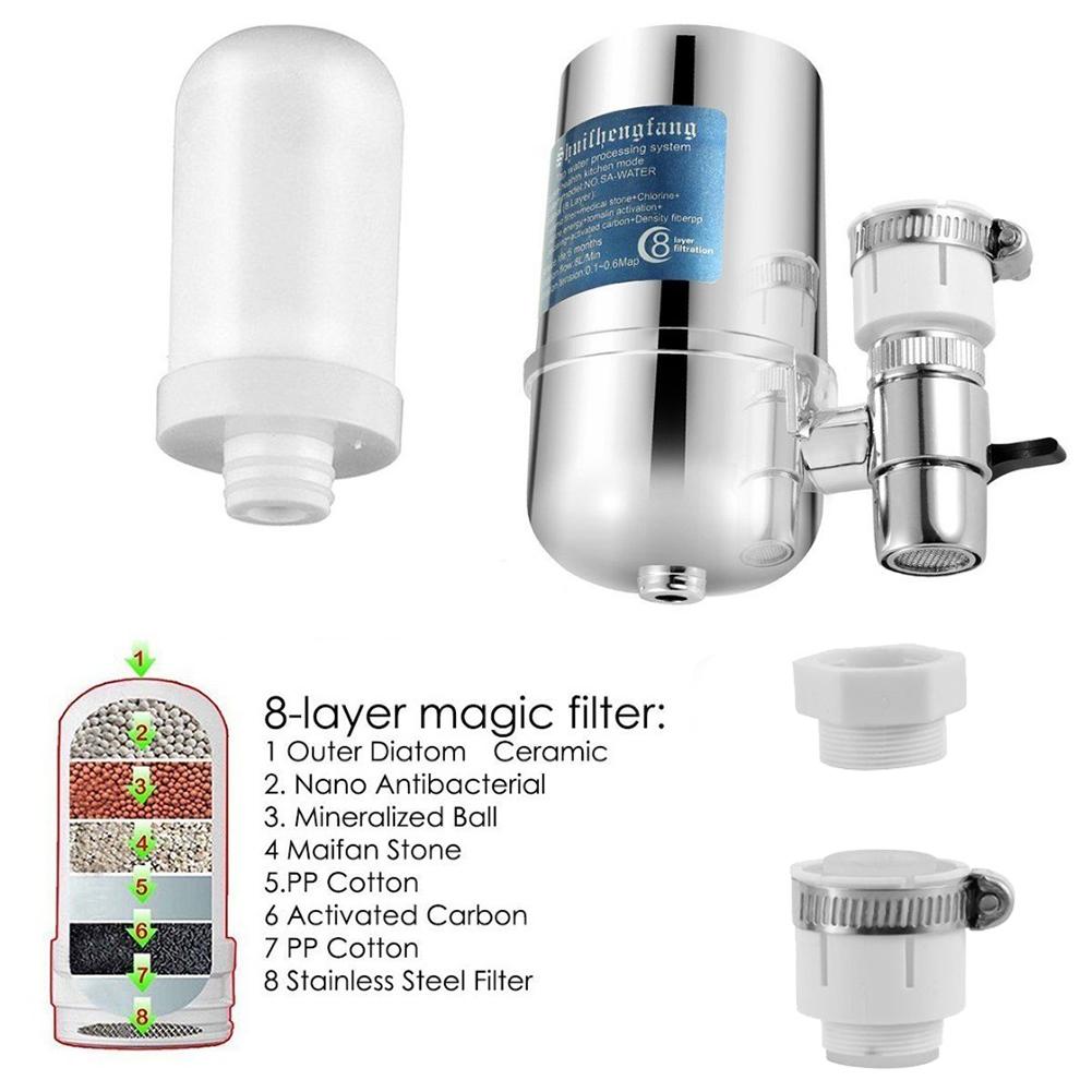 600L Faucet Water Filter Reduce Chlorine/Heavy Metals Faucet Mount Water Filtration System Dual Output Tap Water Filter for Home