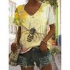 T-shirt da Donna Estiva con Stampa 3D Scollo a V Moda Versatile Traspirante Tendenza Casual