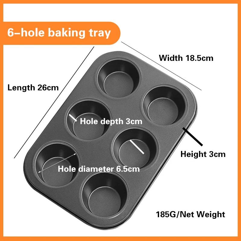 6/12/24 Hole Round Cake Mold Carbon Steel Nonstick Muffin Cake Mold DIY Home Muffin Cup Baking Pan Kitchen Supplies Gadgets