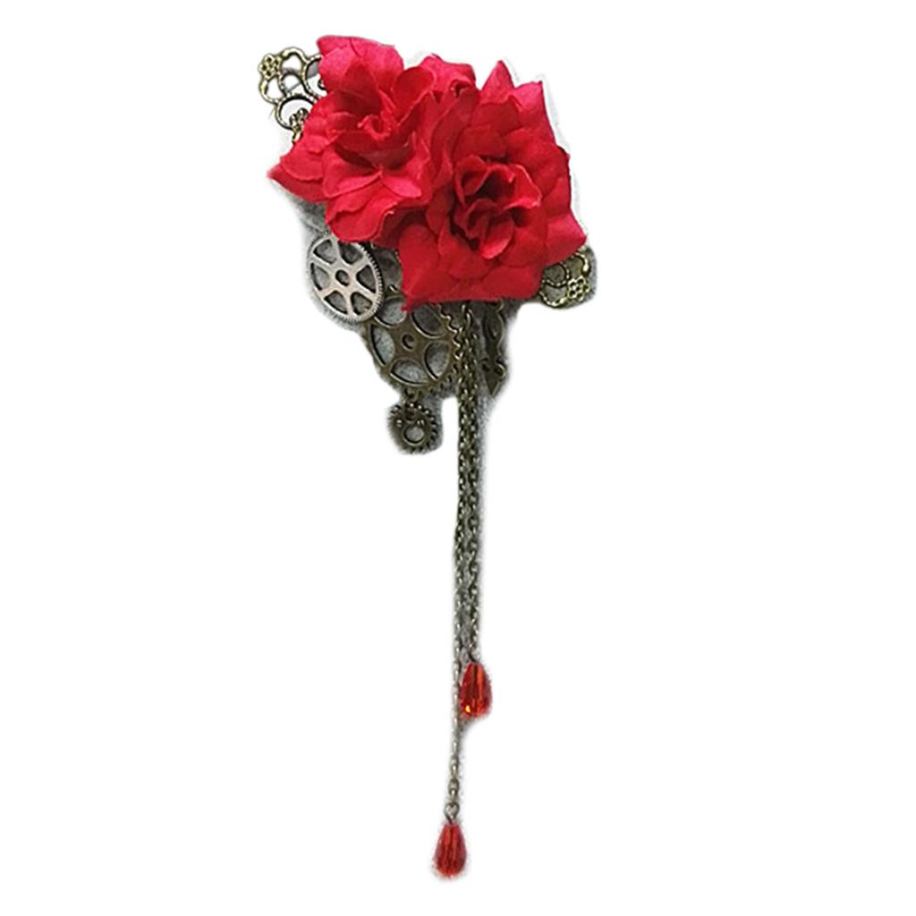 Vintage Steampunk Kvetinová spona do vlasov Punková Gotická pokrývka hlavy Štipce do vlasov Sponky do vlasov Doplnky do vlasov Strapaté Reťazová spona do vlasov