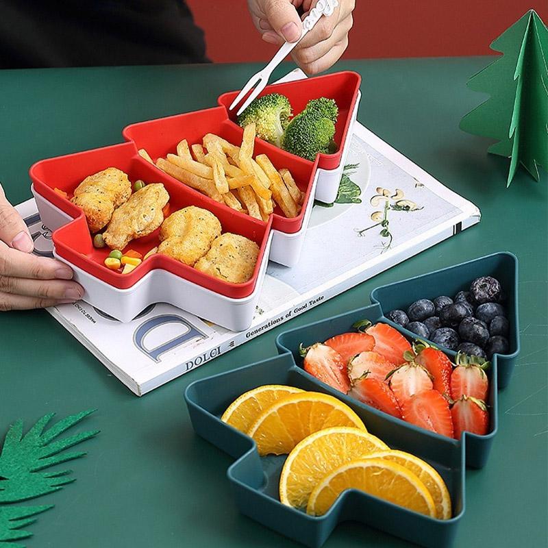 Christmas Tree Fruit Bowl Home Snack Plate Plastic Candy Dish Melon Seeds Dried Fruit Box Lazy Snack Box