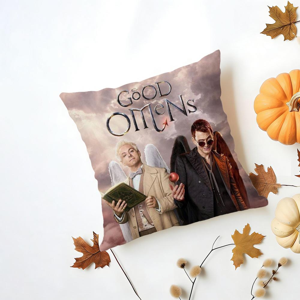 Tv GGood Omens Cushion Cover Iceland Washable Linen Soft for Daily Sofa Bed Home Room Decor