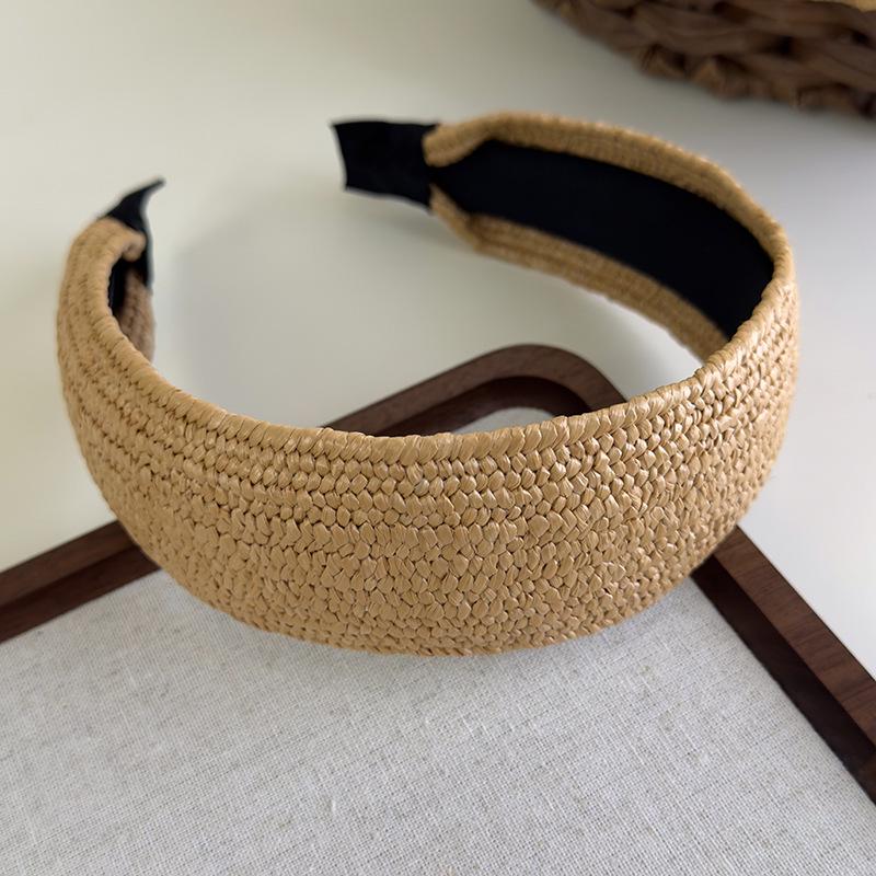 Bohemian Straw Wide-Brimmed Headband for Women - Vacation Style Hair Accessory