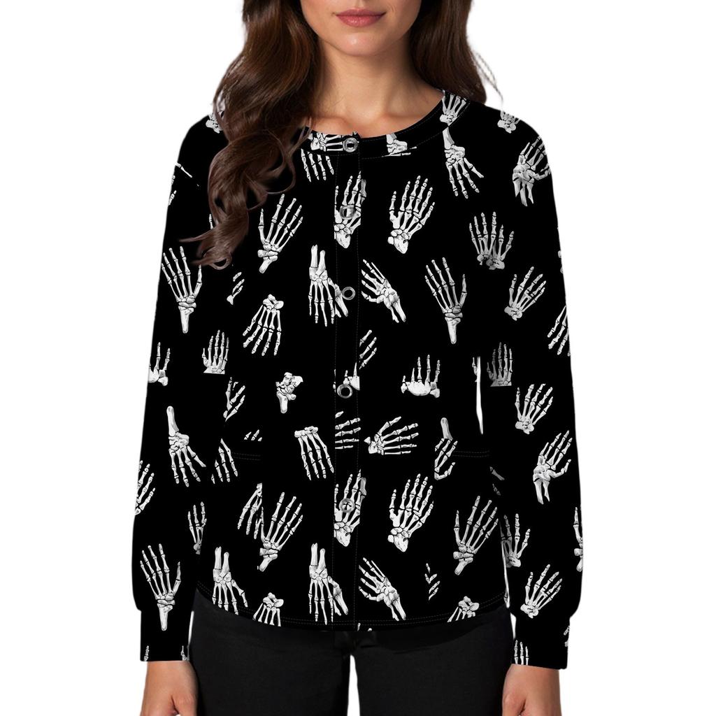 Women's Casual Fashion Single Breasted  Halloween Graphic Printed Nurses Tops