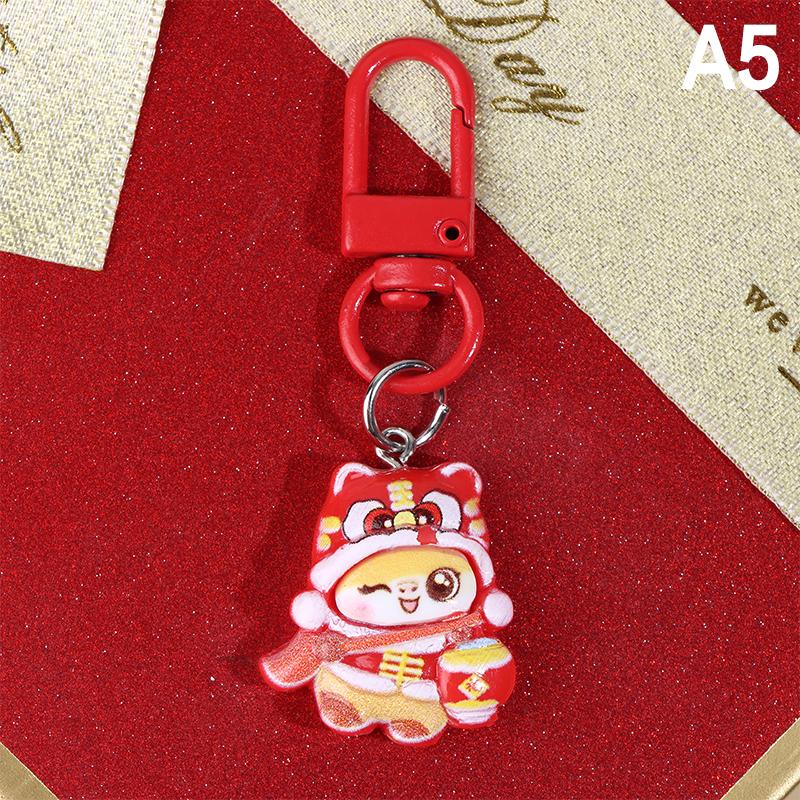 Cute Spring Festival Horse Keychain Lucky Wealth 2026 Year Pendant Chinese Style Resin Horse Key Ring Bag Pendant