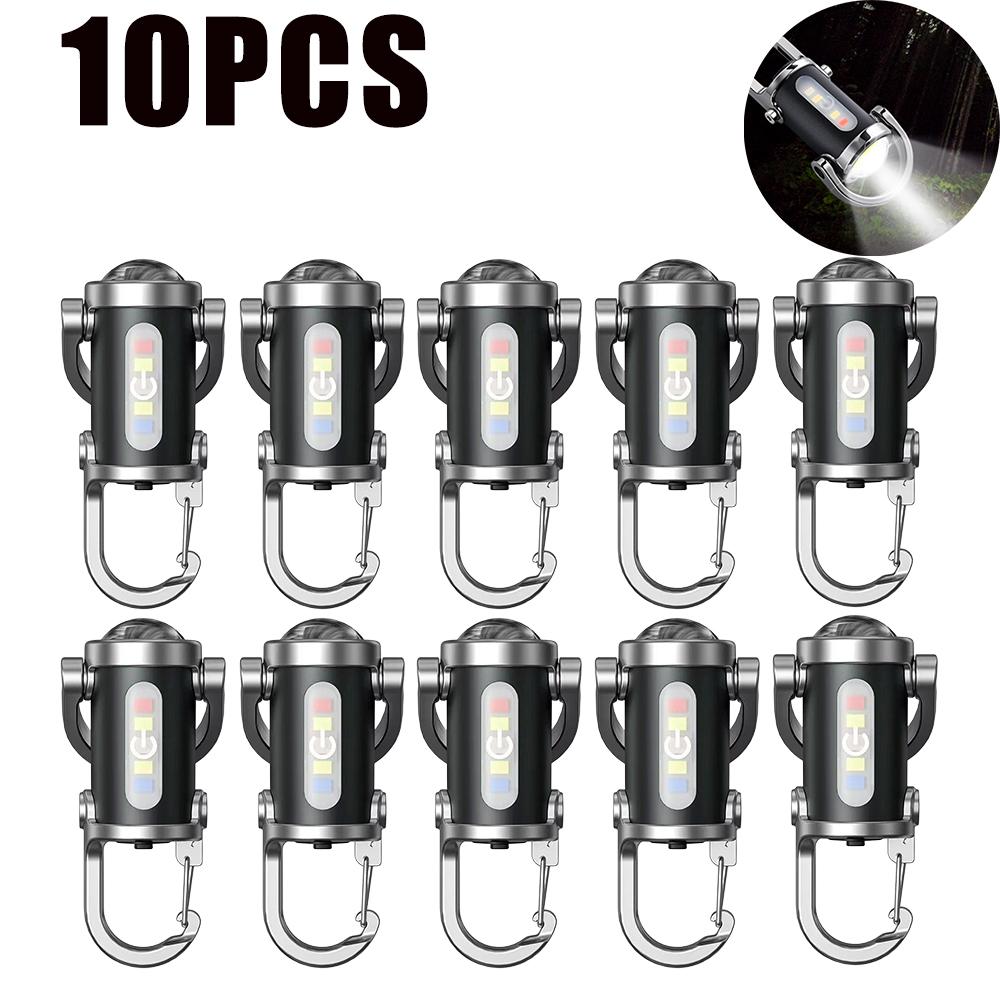 Rechargeable Keychain Flashlights Multifunction COB Work Light 7 Modes Emergency Keychain Light for Walking Searching Hiking