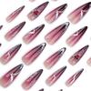 24 Pieces Europe and The United States Wear Long Nail Pointed Fake Nails Spice Girl Flash Diamond Dark Gradual Change Nail Patch