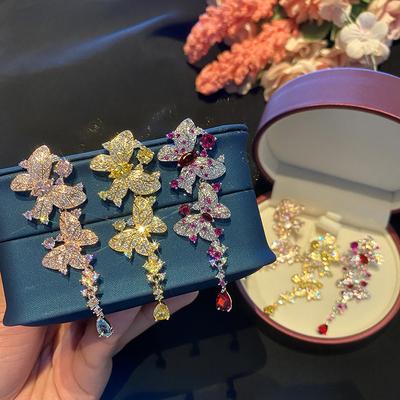925 Silber Nadel Tanzen Schmetterling Ohrringe Damen Luxus Stil Mode Ohrringe für Frau Mädchen Zubehör