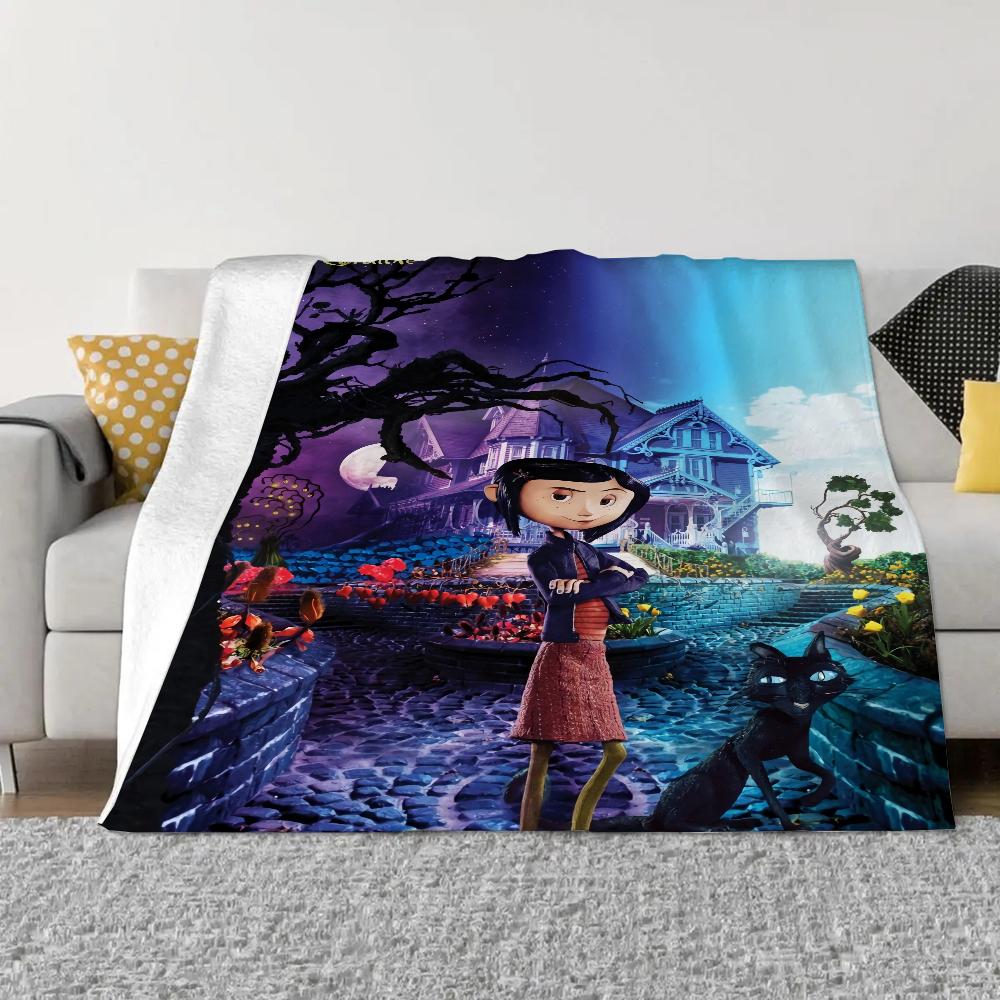 Coraline Fleece Blanket King Size Fluffy Soft Blankets & Throws Bed Throw Home Interior Microfiber Bedding Knitted Plaid Knee &