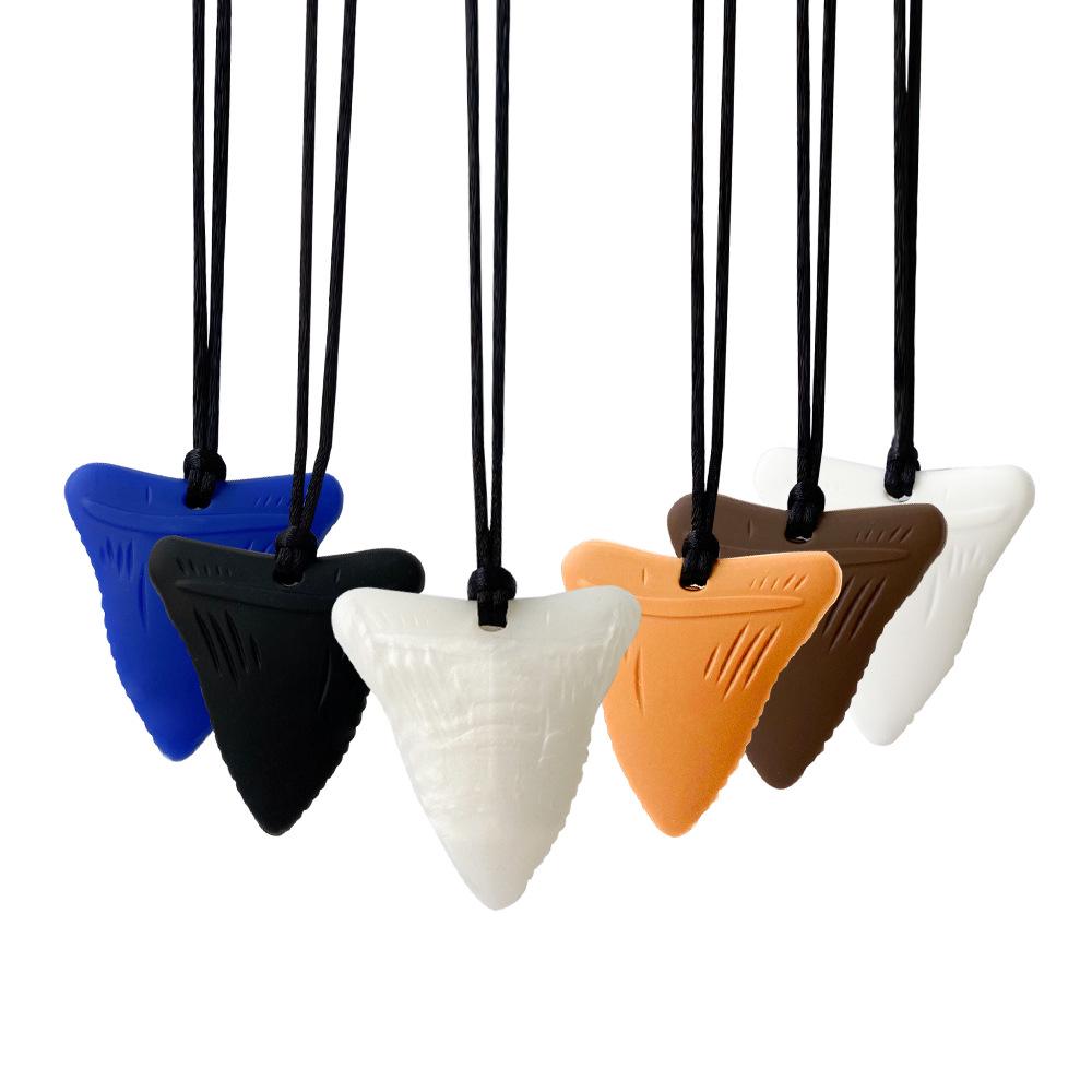 Silicone Shark Teeth Teether Necklace - Baby Chewing & Grinding Toy, Food-Grade Pacifier Accessory.