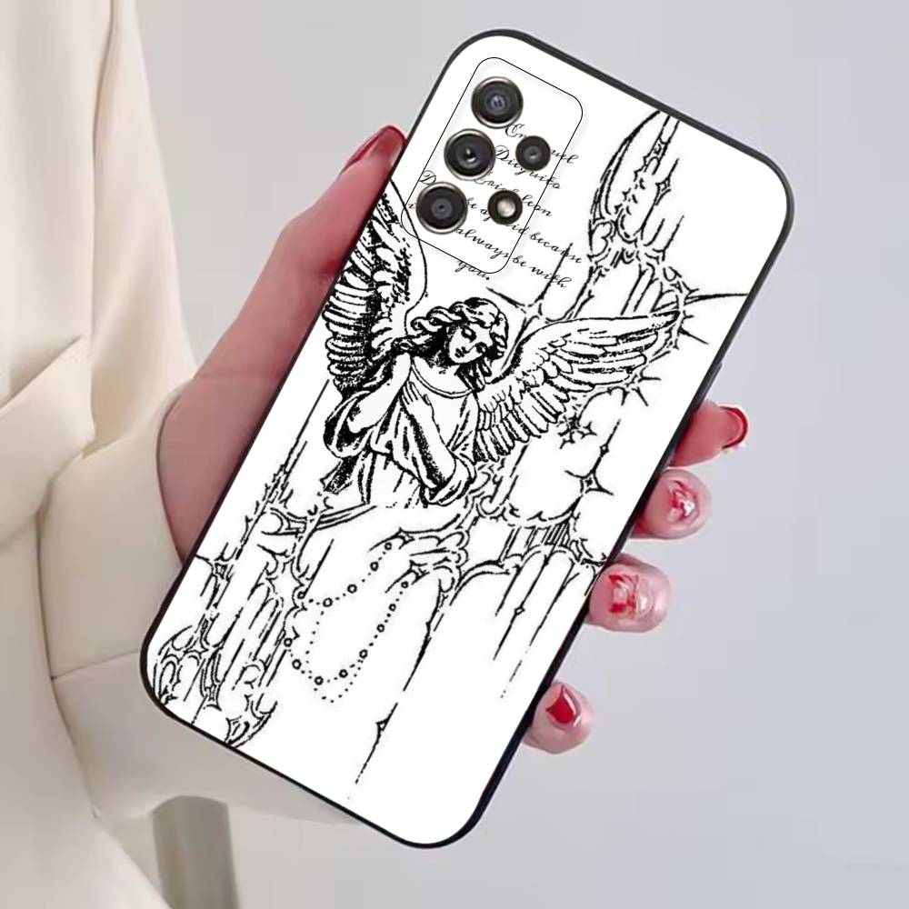

Middle Ages Retro Angel Phone Case For Samsung S25,S24,S21,S22,S23,S30,Ultra,S20,Plus,Fe,Lite,Note,10,Black Cover Samsung S24ULTRA
