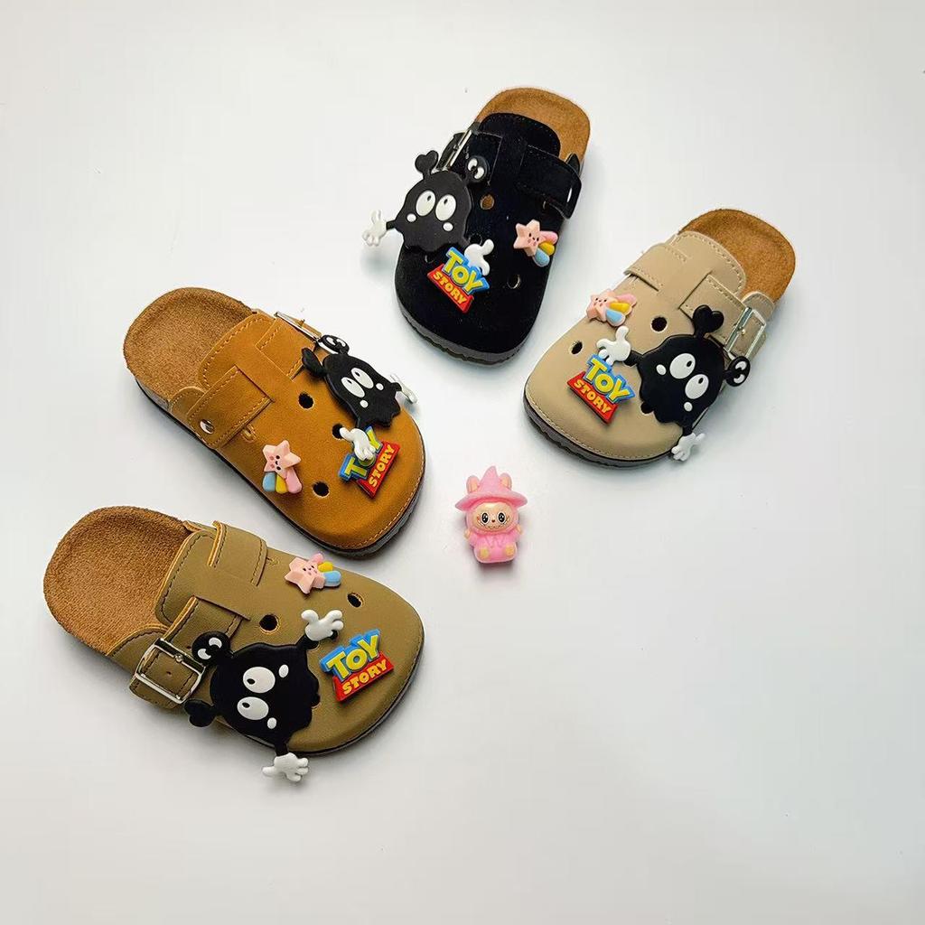 Children's Cartoon Birkenstock Slippers: Cute Closed-Toe Spring Outdoor Shoes for Boys & Girls with Thick Soles.
