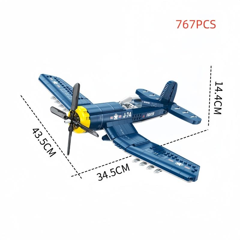 KNEW BUILT Helicopter Fighter Jet Building Block Toys-Boys' Favorite Plane DIY Puzzle FunHoliday Gifts for KidBirthday Party