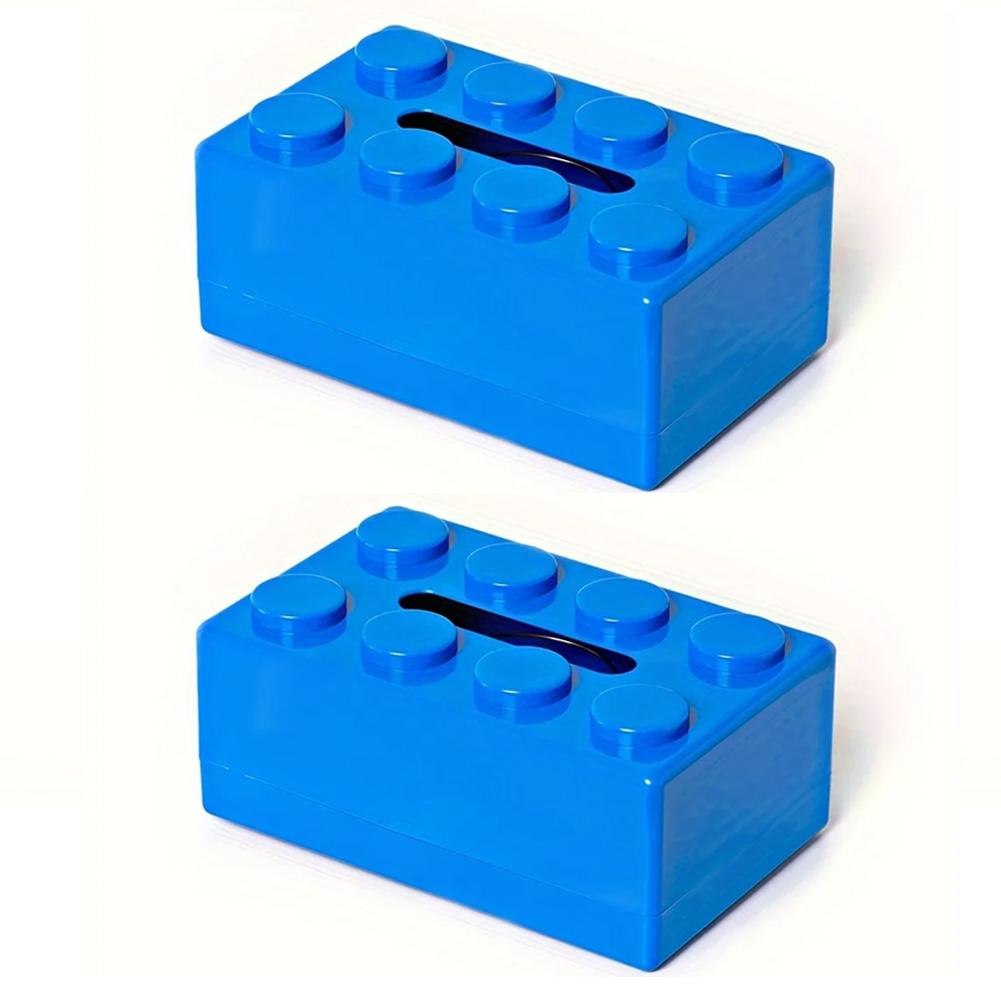 Building Block Design Tissue Box Tissue Holder With Spring Tissue Storage Box for Bathroom Living Room Bedroom Vanity Countertop