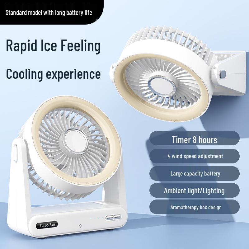 

Smart Portable Turbo Fan with Voice Control and Aromatherapy Light 18x16x6.5 CM